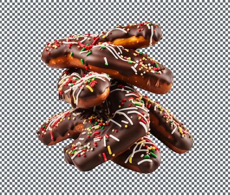 Premium PSD Tasty Chocolate Covered Pretzels Isolated On Transparent