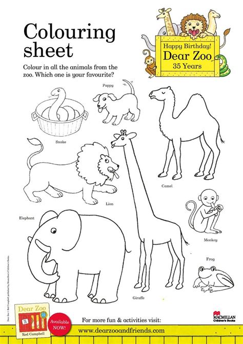 Dear Zoo Colouring Sheet