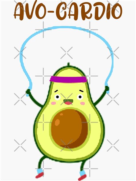 Avo Cardio Funny Food Puns Sticker For Sale By Rosi Store Redbubble