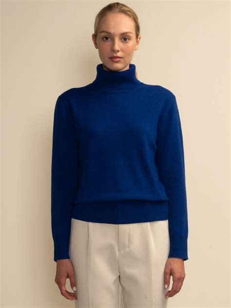 Purecashmere Nyc Turtleneck Sweater Royal Blue Garmentory