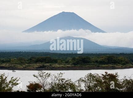 Silhouette Of Mount Fuji At Lake Shojiko One Of Fuji Five Lakes