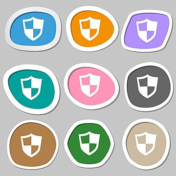 Shield Icon Symbols Multicolored Paper Stickers Vector Guarantee Icon