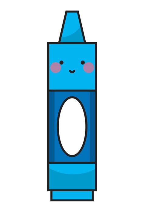 Blue Crayon School Supply Kawaii 17414767 Vector Art At Vecteezy