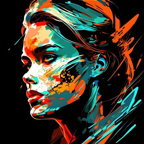 Neon Portrait Color Sur Fond Noir Px Style D Art De Peinture Png