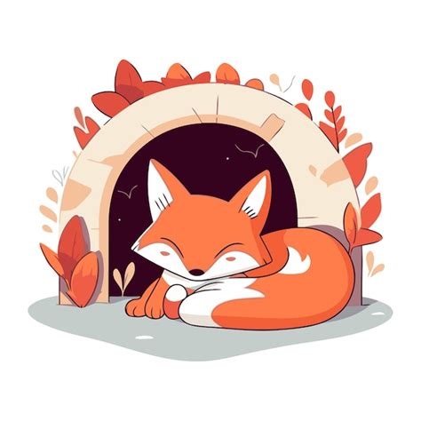 Cute Renard Dormant Dans La Chemin E Illustration Vectorielle Dans Le