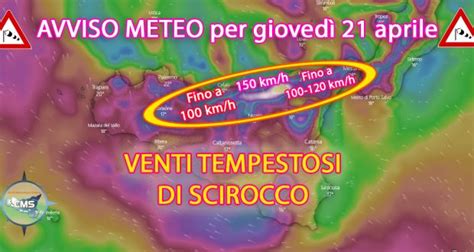 Avviso Meteo Venti Tempestosi Di Scirocco In Arrivo Gioved Aprile