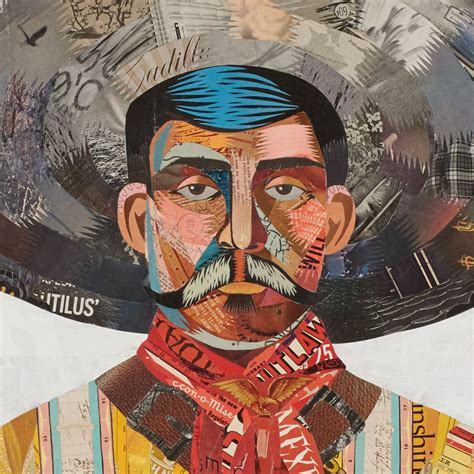 Vaquero Cowboy Original Paper Collage Paper Collage Figurative