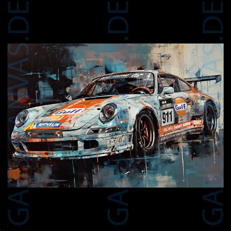 Porsche 911 Gulf Turbo Leinwand Wandbild Poster XXL Kunstdruck Druck