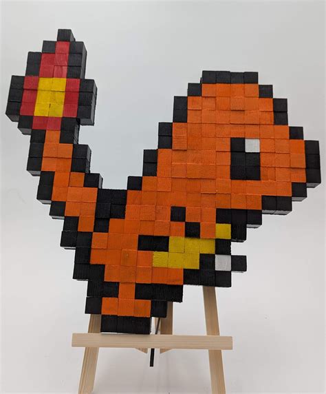 Charmander 8 Bit Wooden Pixel Art Etsy