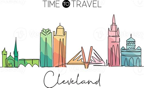 Free Eine Durchgehende Strichzeichnung Der Skyline Von Cleveland