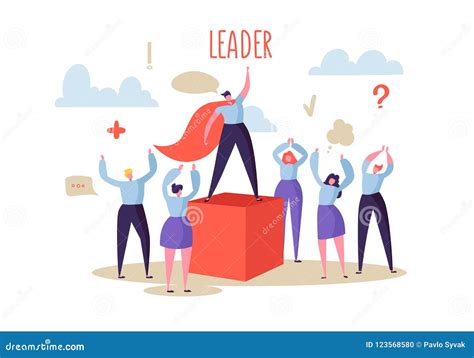 Business Leadership Concept. Manager Leader Leading Group of Flat Characters People To the ...