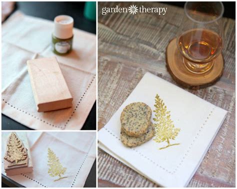 DIY Stamped Fabric Napkins For Christmas Garden Therapy Hand