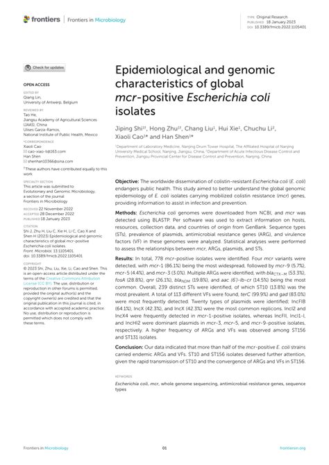 Pdf Epidemiological And Genomic Characteristics Of Global Mcr