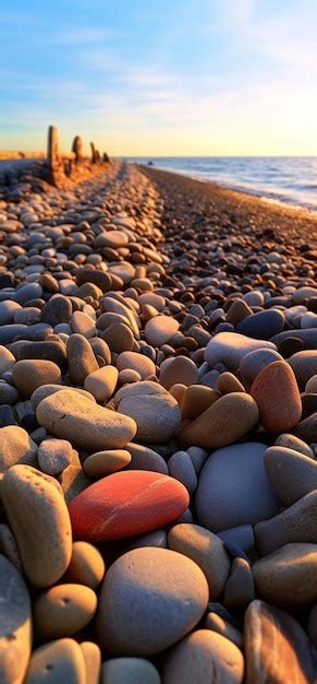 Cerrar Piedras De Playa En La Orilla Del Mar Amanecer De Verano En La