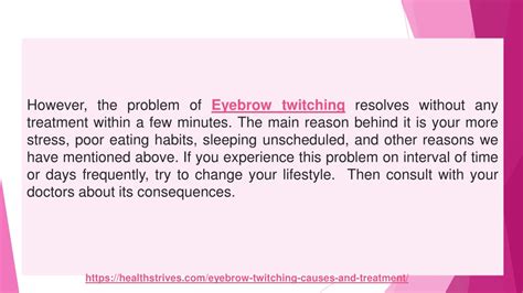 Ppt The Simple Steps To Reduce Or Stop Excessive Eyebrow Twitching