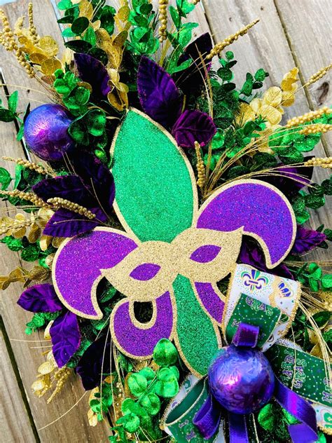 XXL Mardi Gras Wreath Mardi Gras Sign Nola Wreath Jester Swag Fleue