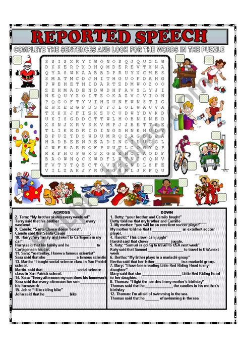 Reported Speech Word Search Esl Worksheet By Paticorner Hot Sex Picture