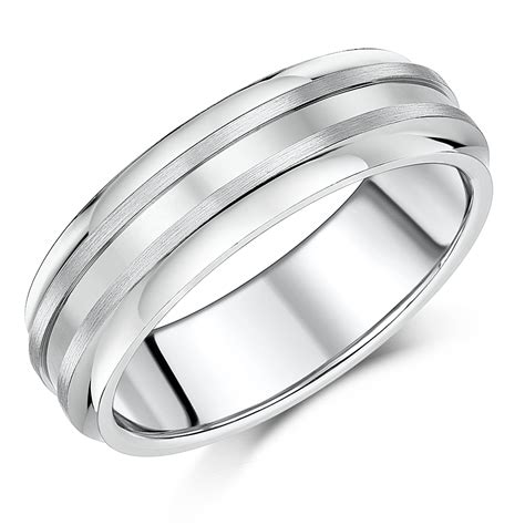 7mm Gents Titanium Wedding Ring Polished Finished And Matte Lines