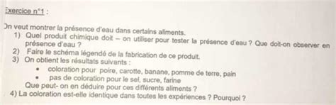 Bonjour Aider Moi En Physique Chimie Sur Les Eau Et Aliment Svp C