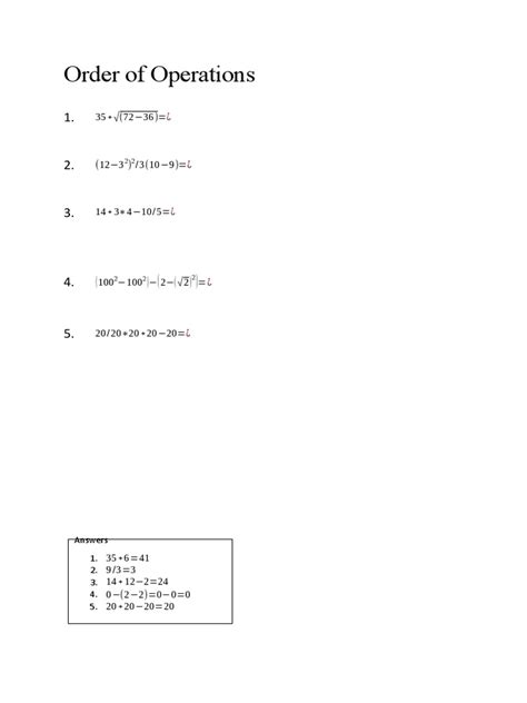 Order of Operations | PDF