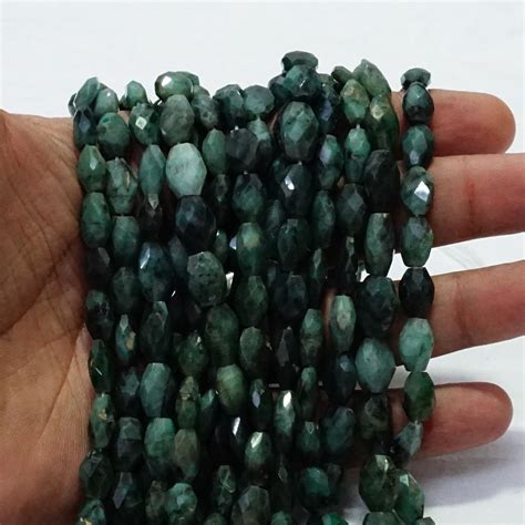 Green Emerald Faceted Oval Beads 13 Inch Full Long Strand Etsy