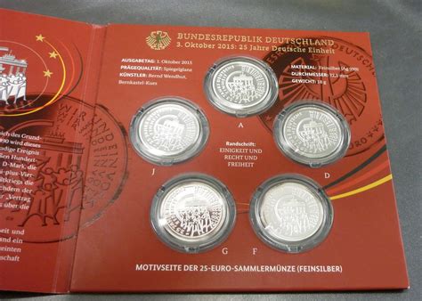 Deutschland BRD 5 x 25 Euro 2015 25 Euro Sammlermünzenset im Blister