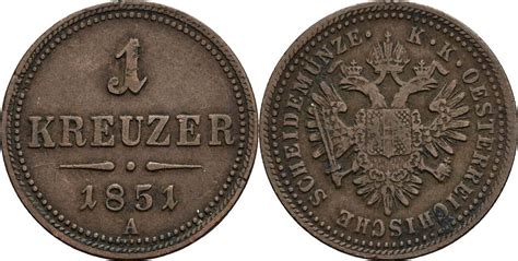 Österreich Kaiser Franz Joseph I 1 Kreuzer 1851 A Wien ss MA Shops