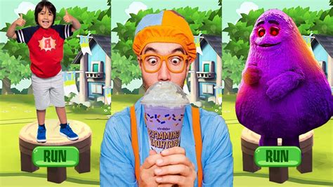 Ryan S World And Blippi Fun World Try Grimace Shake Challenge In Real