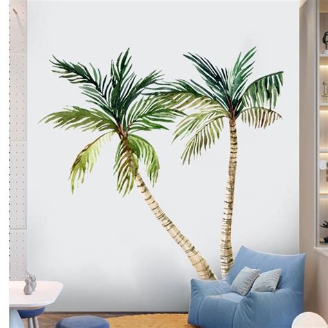 Palm Tree Wall Decal, Palm Tree Wall Sticker, Tropical Palm Tree Wall ...