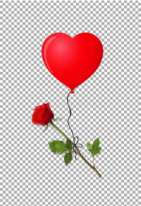 Rosa Rossa E Pallone Del Cuore Con Clipart Dei Coriandoli Illustrazione