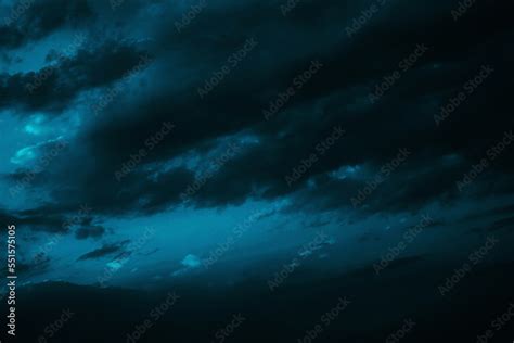 Black green blue night sky with clouds. Dark dramatic skies background ...