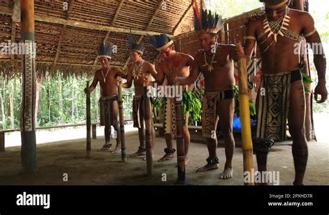 Native Brazilians Doing Their Ritual At An Indigenous Tribe In The