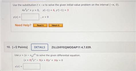 Solved Use The Substitution T −x To Solve The Given