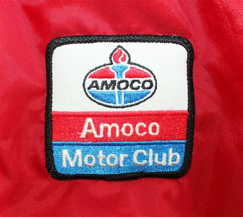 Amoco Motor Club Vintage Snap Button Jacket Coat Xl Red White 70s 80s