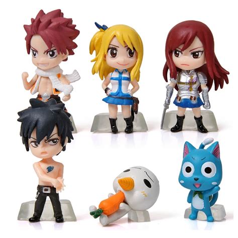 6pcs Set Anime Fairy Tail Pvc Action Figure Toys Elza Gray Lucy Natsu