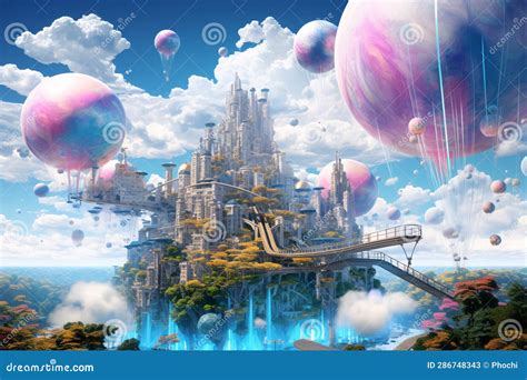 Surreal Digital Artwork Of A Future Paradise Royalty Free Stock Photo