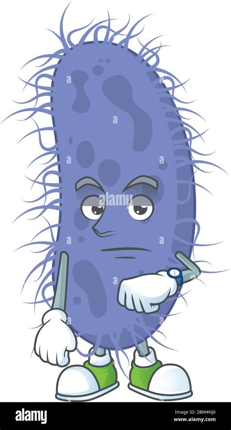 Salmonella Typhi With Waiting Gesture Cartoon Mascot Design Concept