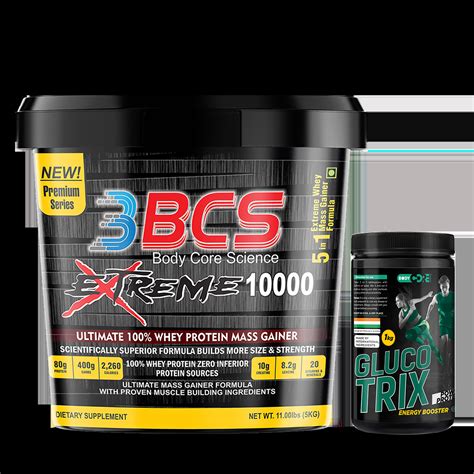 3 Bcs Extreme 10000 Ultimate Mass Gainer 5kg Bcs Glucotrix Energy Booster Body Core Science