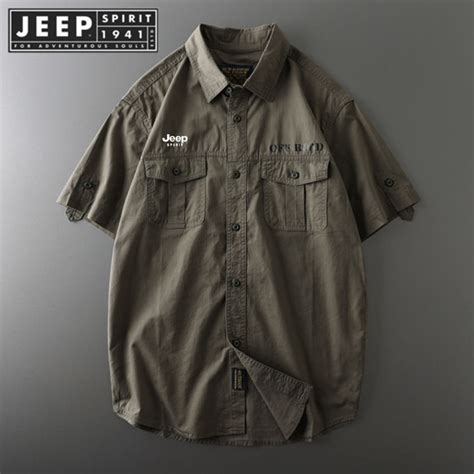 Jeep Spirit 1941 Estd เสื้อฤดูใบไม้ร่วงธุรกิจของผู้ชายใหม่ระบายอากาศได้แขนยาวเสื้อเชิ้ตลำลองกีฬา