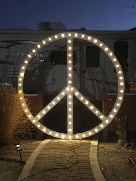 Eight Foot Round Marque Peace Sign For Holiday Lights In Front Yard Outdoor Christmas Lights