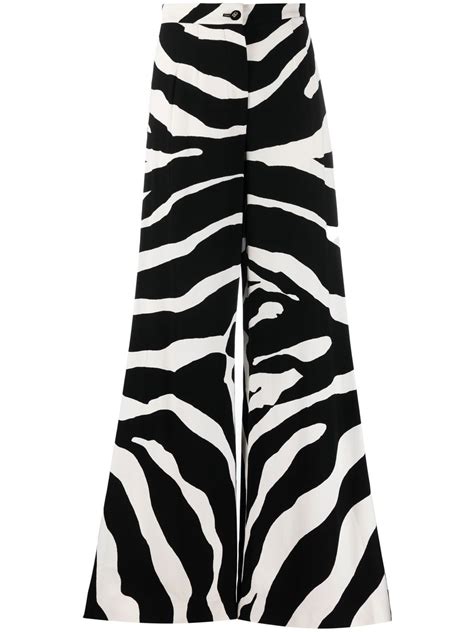 Dolce And Gabbana Zebra Print Flared Trousers Black Farfetch