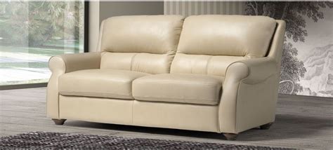 Classic Cream Leather 3 2 Sofa Set With Wooden Legs Newtrend