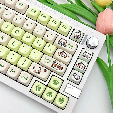 Keycap Onlymilk Green Panda Keycap Keys Moa Profile Pbt