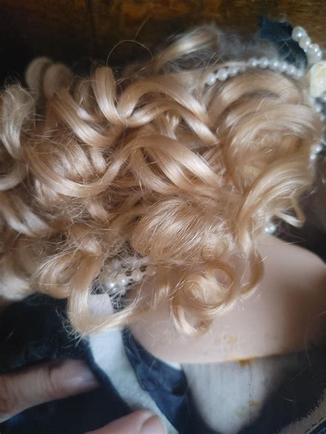 Porcelain Doll Blonde Hair Blue Eyes Black And Gold Dress Etsy