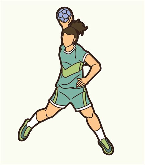 Cartoon Handball Sport Female Player Action 9275023 Vector Art At Vecteezy