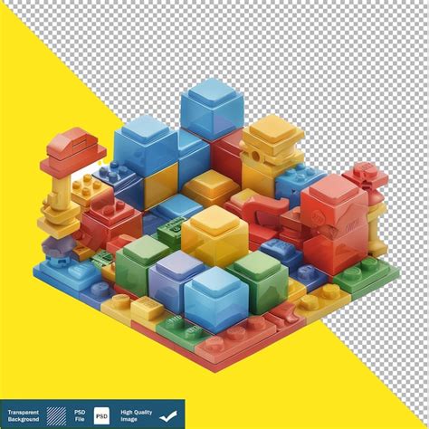 Cute Lego Bricks 3d Isometric Render Transparent Background Png Psd