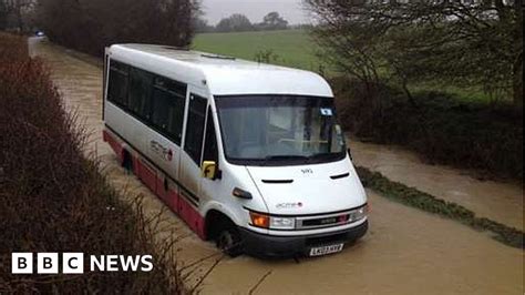 Pupils Rescued From Bus Trapped In Farnham Floodwater Bbc News