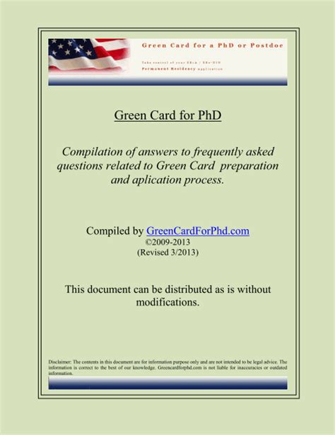 Free Ebook Green Card For PhD Holders Or Postdocs Self Petition