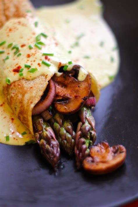 Special Edition Vegan Savory Asparagus Crepes With Easy Hollandaise