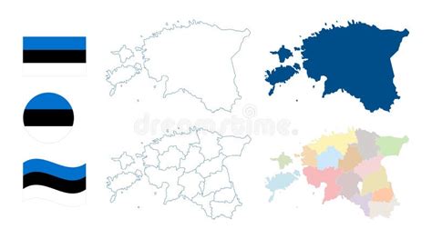 Estonia Map Detailed Blue Outline And Silhouette Administrative